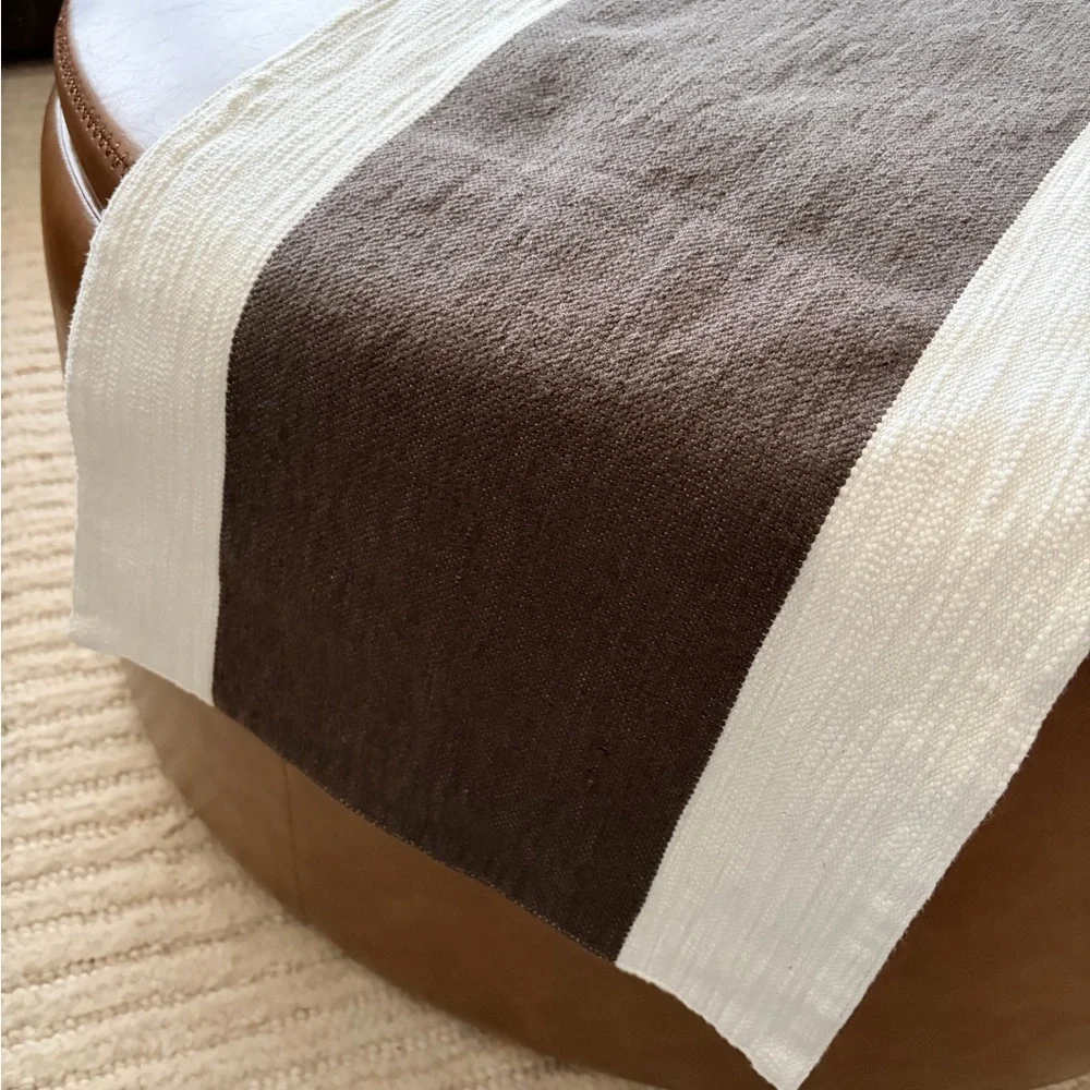 West Elm Gray Stripe Cotton Table Runner